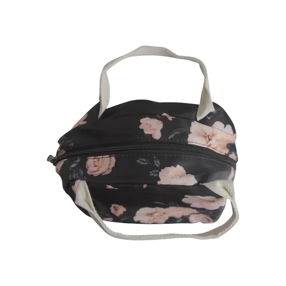 Black Floral Backpack Lunch Bag Pencil Case 3 Pc Set 14” Laptop School NWOT
